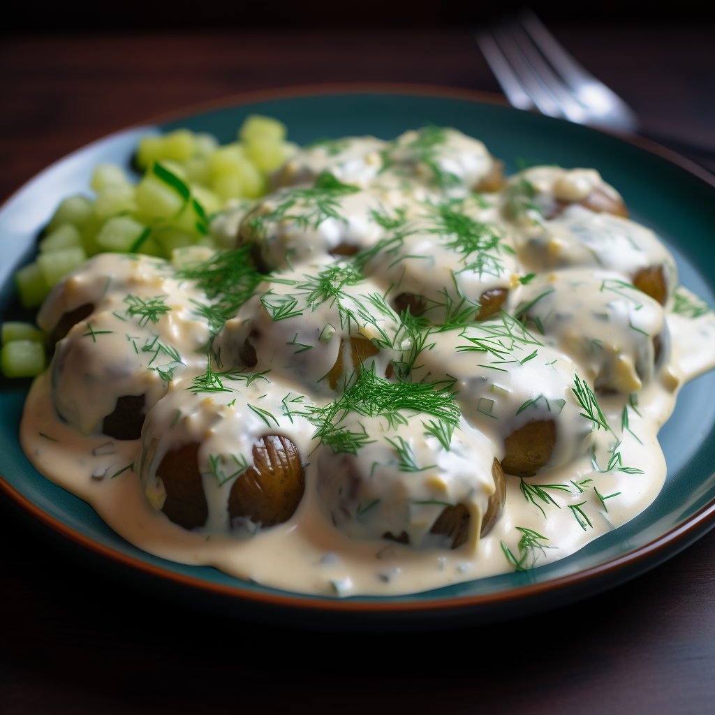 Potatoes with Mushroom Sauce and Cucumber/Turkey Pea Salad Recipe