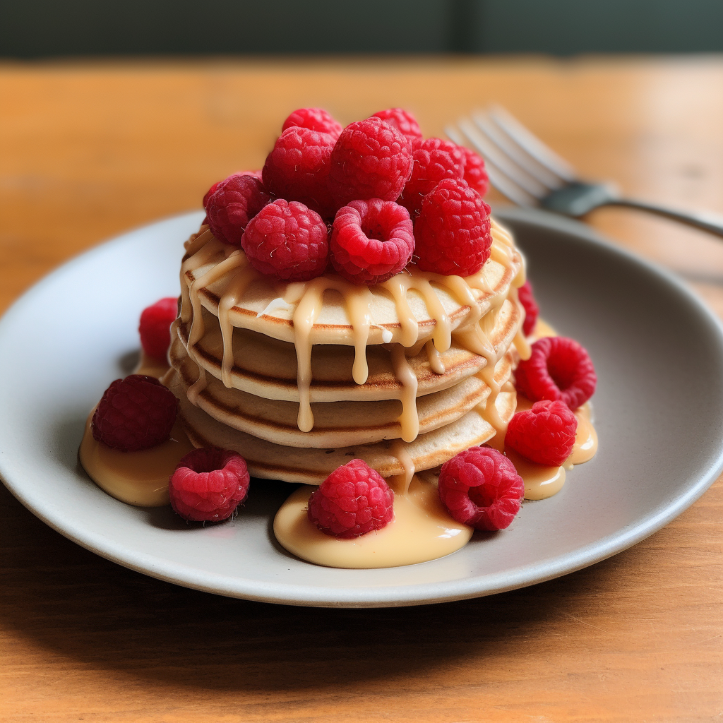 Thin Pancakes with Peanut Butter and Raspberries Recipe