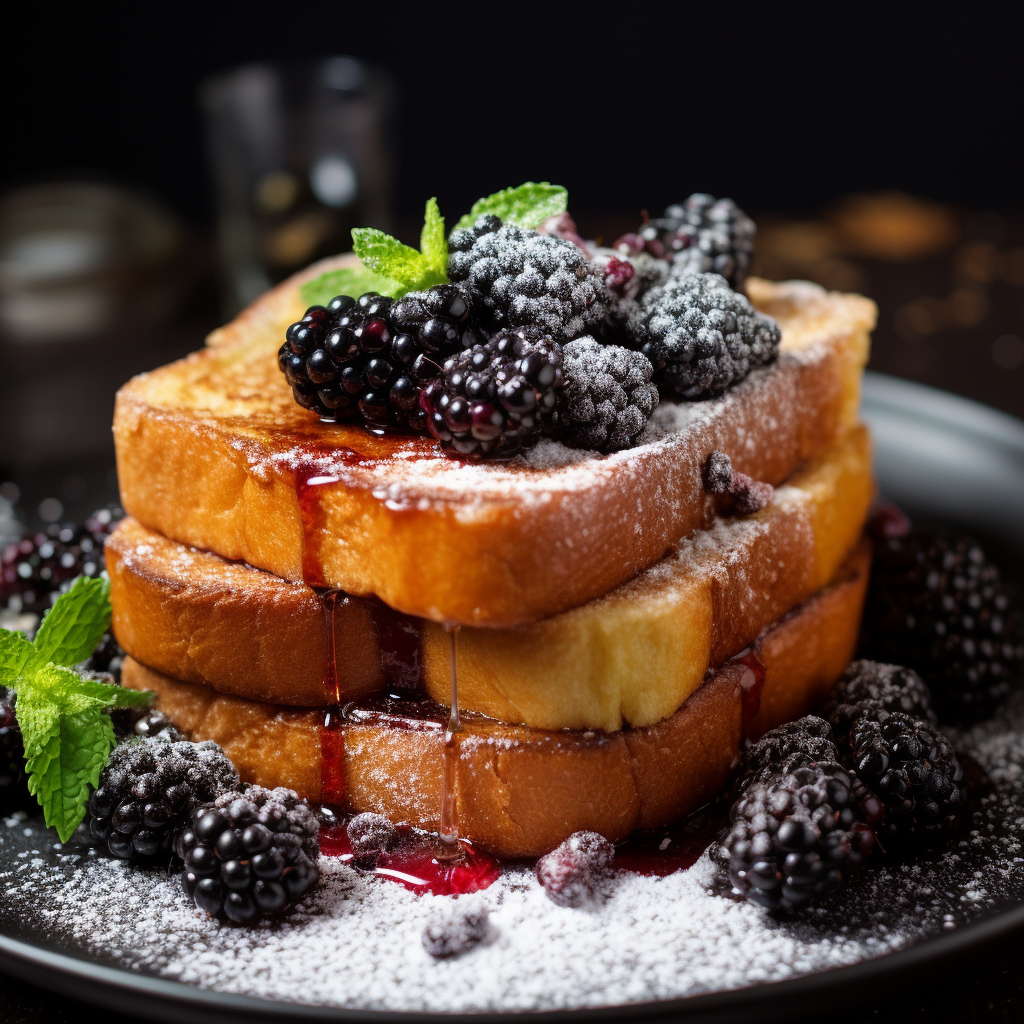 French Toast in Cinnamon Sugar with Blackberries Recipe